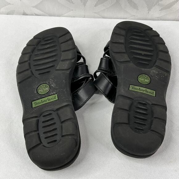 Timberland Womens Slides Sandals Black Leather Soft Footbed Strappy Flat 7.5 - Picture 7 of 7